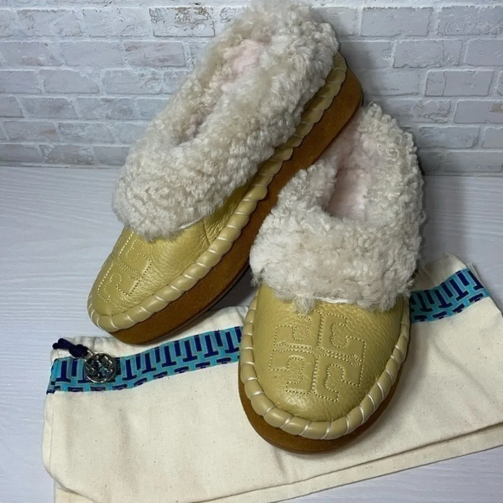NWOT Tory Burch Leather Shearling Slipper Cornbread Ankle Boot Boho w/ Dustbag
